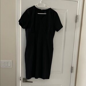 Classic Black Short-Sleeve Sheath Dress